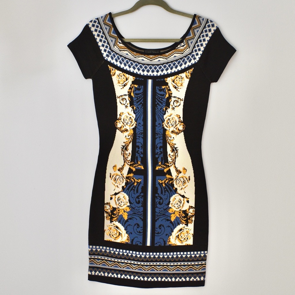 Jealous Tomato Filigree Bodycon Dress Black Medium